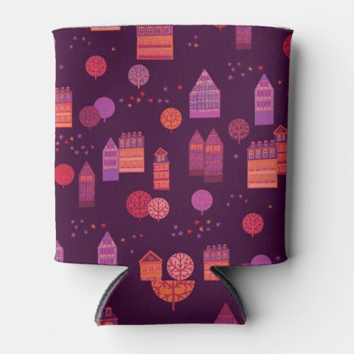 Cityscape Doodle Scandinavian Style Can Cooler