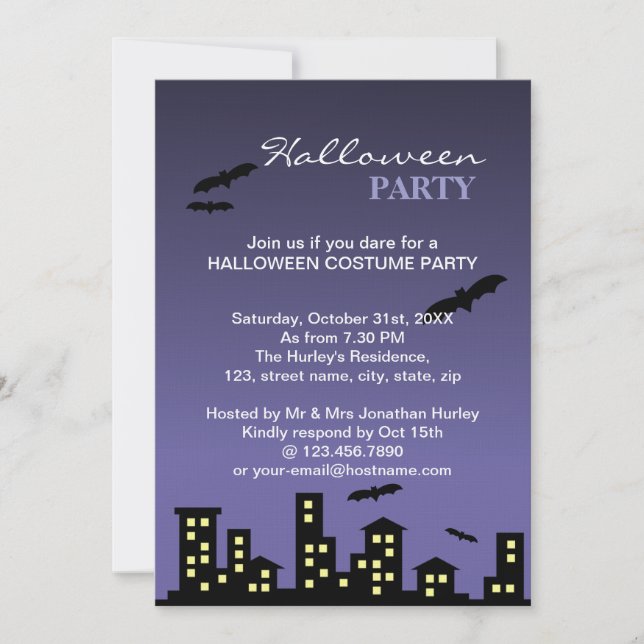 Cityscape Halloween Party Invitation (Front)