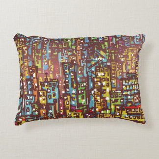 Cityscape hand drawn illustrationart,street,city,s accent pillow