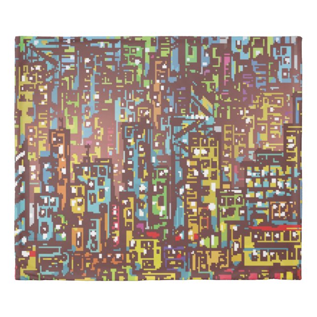 Cityscape hand drawn illustrationart,street,city,s duvet cover (Front)