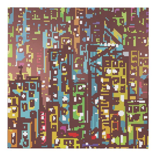Cityscape hand drawn illustrationart,street,city,s faux canvas print (Front)