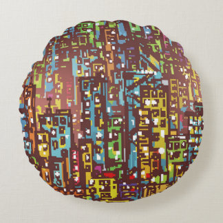 Cityscape hand drawn illustrationart,street,city,s round pillow