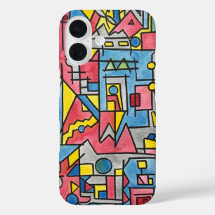 Cityscape-Hand Painted Modern Bauhaus Geometric iPhone 16 Case
