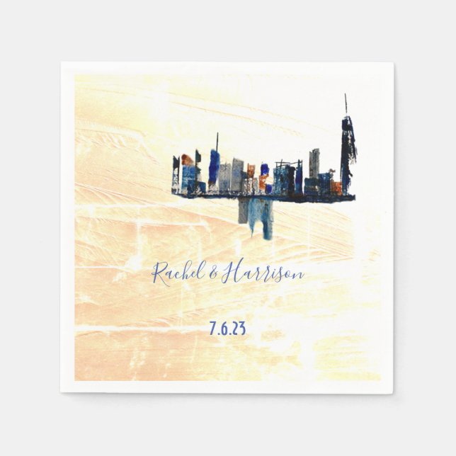Cityscape London Painted Landscape  Wedding    Napkins (Front)