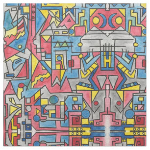Cityscape-Modern Bauhaus Geometric Pattern Fabric