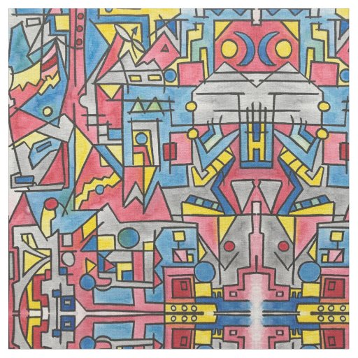 Cityscape-Modern Bauhaus Geometric Pattern Fabric
