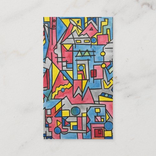 Cityscape_Modern Bauhaus Geometric Watercolor Art Business Card