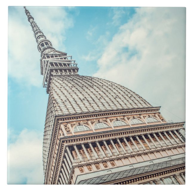 Cityscape of Mole Antonelliana Turin Italy  Ceramic Tile (Front)