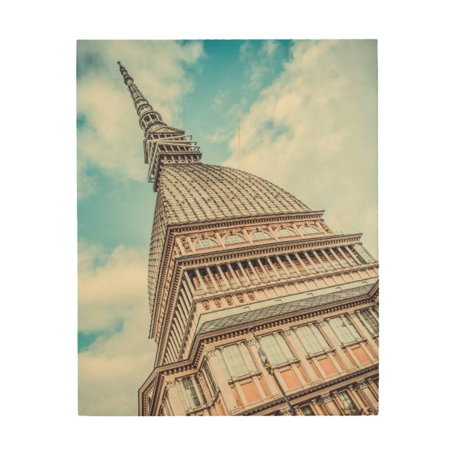 Cityscape of Mole Antonelliana, Turin, Italy Wood Wall Art (Front)