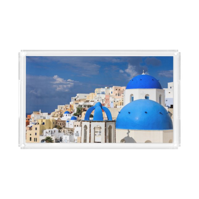 Cityscape of Santorini, Greece Acrylic Tray (Front)