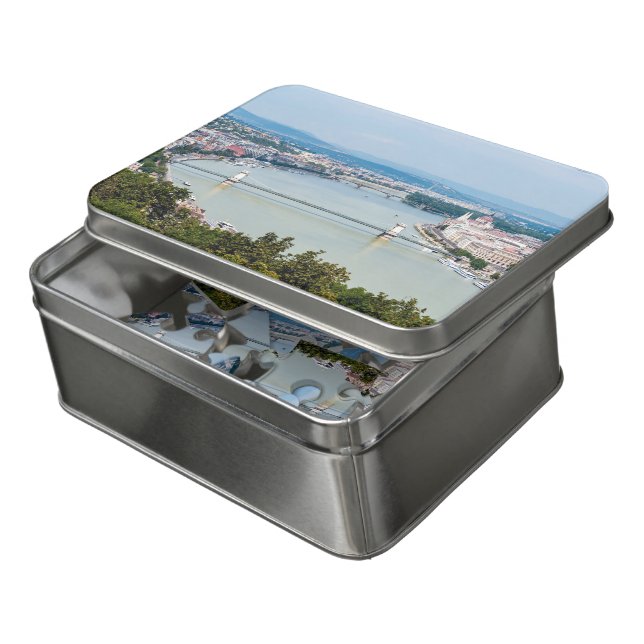 Cityscape of the Danube in Budapest - Hungary Jigsaw Puzzle (Lid Open)