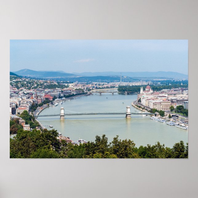 Cityscape of the Danube in Budapest - Hungary Poster (Front)
