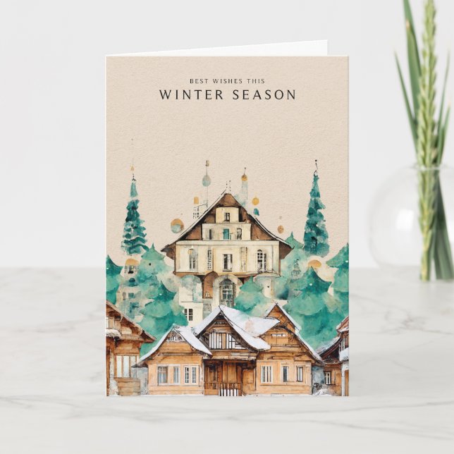 Cityscape on Kraft Christmas Card (Front)