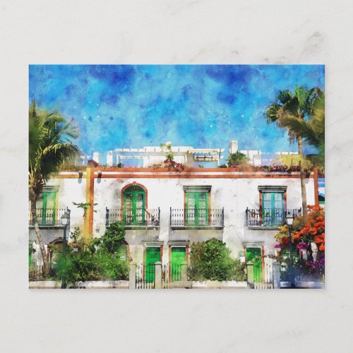 Cityscape Puerto de Morgan at Gran Canaria Paint Postcard