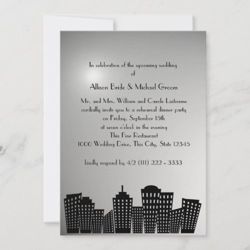Cityscape Rehearsal Dinner Personalized Announcement