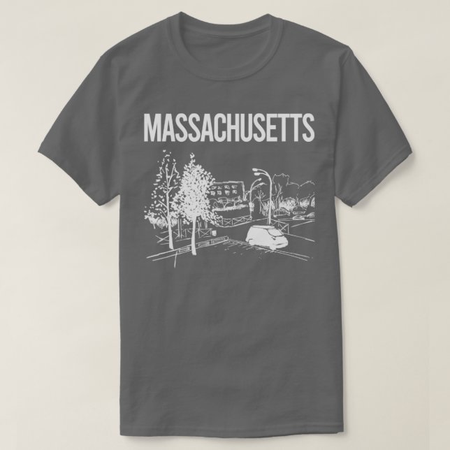 Cityscape Sketch Massachusetts  T-Shirt (Design Front)