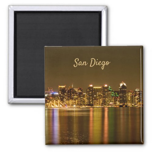 Cityscape Skyline Night California San Diego Magnet