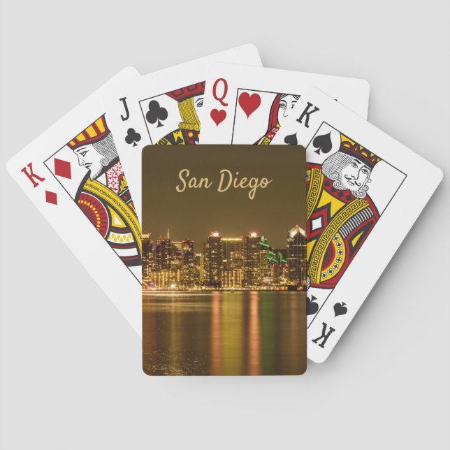 Cityscape Skyline Night California San Diego Poker Cards (Back)