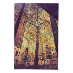 Cityscape Through the Window Wood Wall Art