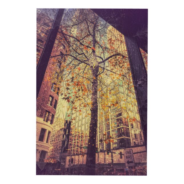 Cityscape Through the Window  Wood Wall Art (Front)