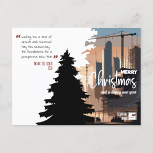 Cityscape & Tree Construction Architecture x-Mas Holiday Postcard