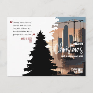 Cityscape & Tree Construction Architecture x-Mas Holiday Postcard