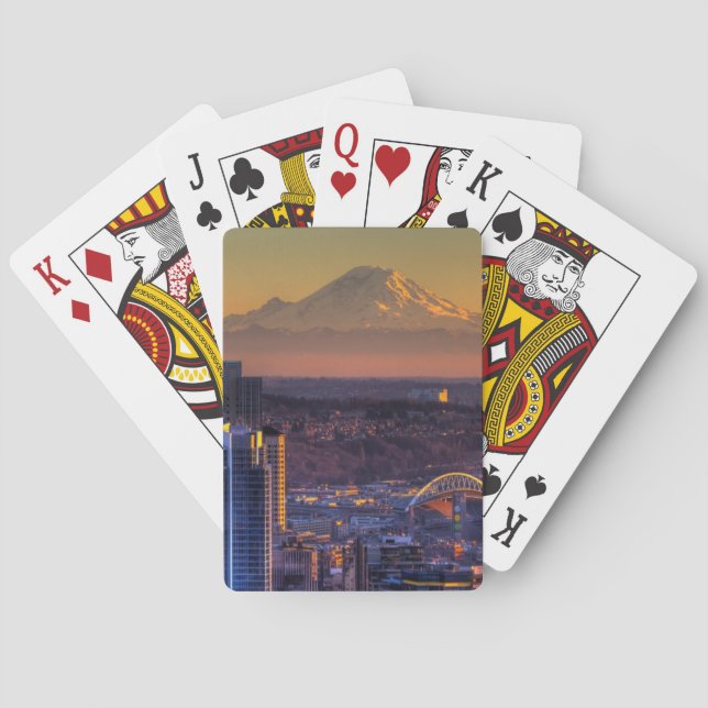 Cityscape view of Seattle downtown, football Poker Cards (Back)