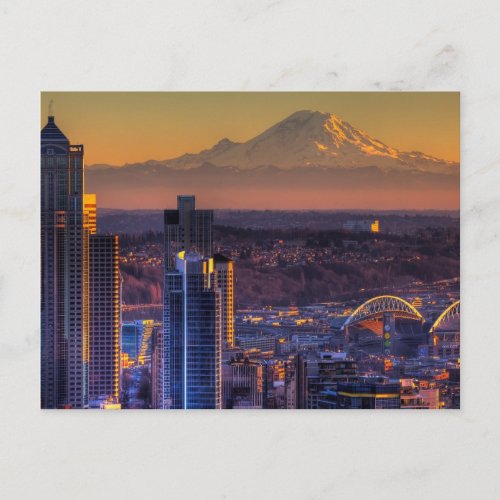 Cityscape view of Seattle downtown football Postcard