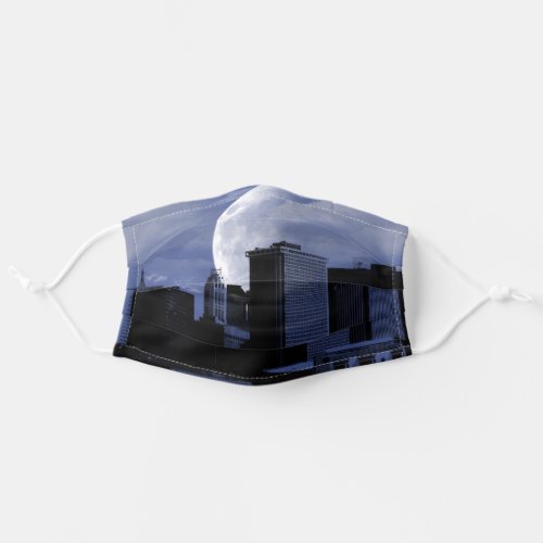 cityscape with full moon adult cloth face mask