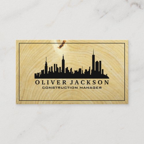 Cityscape  Wood Grain Business Card