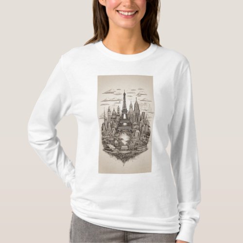 Cityscapes in Monochrome Landmark T_Shirt Designs