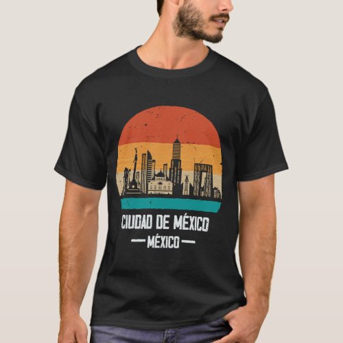 Ciudad de Mexico Retro Vintage Sunset Skyline Mexi T_Shirt
