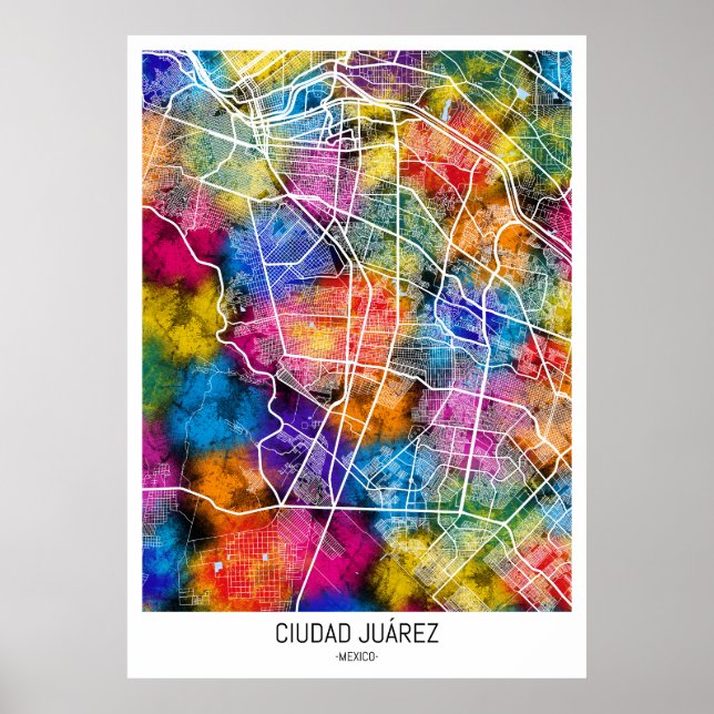 Ciudad Juárez Mexico Map Poster (Front)