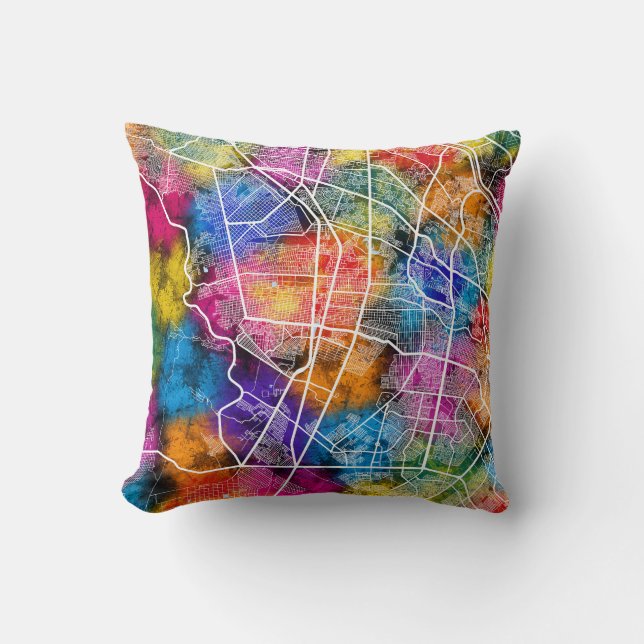 Ciudad Juárez Mexico Map Throw Pillow (Front)