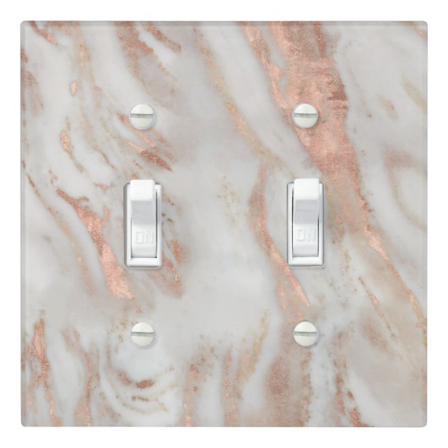 Civezza Rose Gold Marble Stone Printed Modern Light Switch Cover (In Situ)