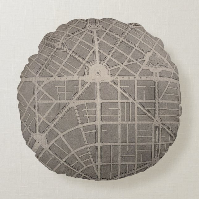 Civic Center, San Francisco Round Pillow (Front)