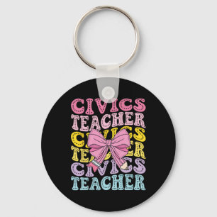 Civics Teacher Citizenship Political Science Back  Keychain