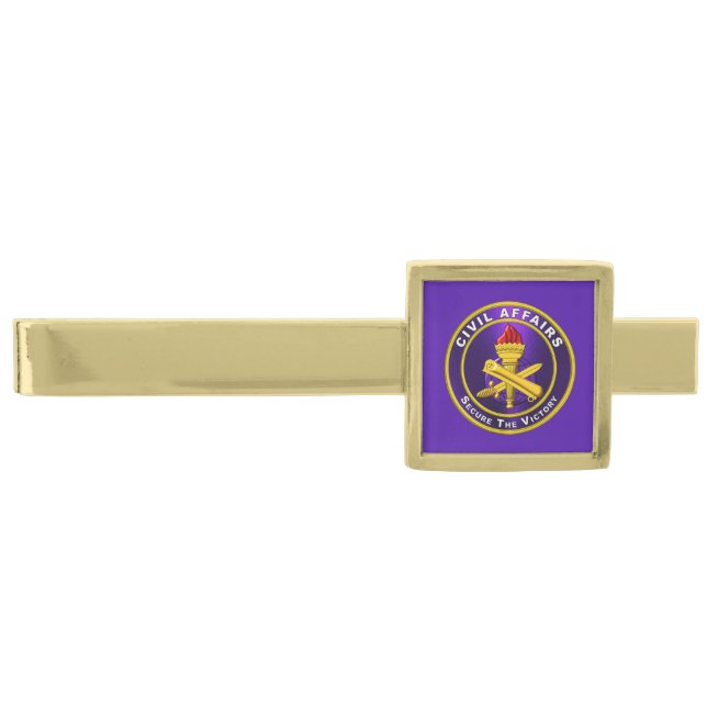 Civil Affairs Army Veteran  Gold Finish Tie Bar (Front)