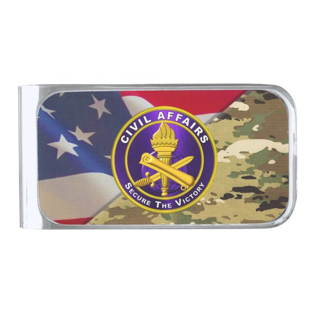 Civil Affairs Silver Finish Money Clip (Front)