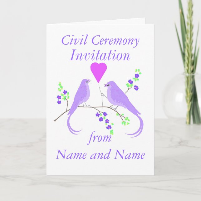 Civil Ceremony Invitations Lovebirds (Front)