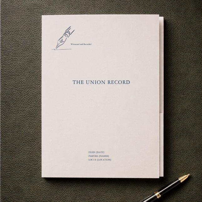 Civil Ceremony Registry Wedding Documentation  Pocket Folder (Civil Ceremony Documentation Folder)