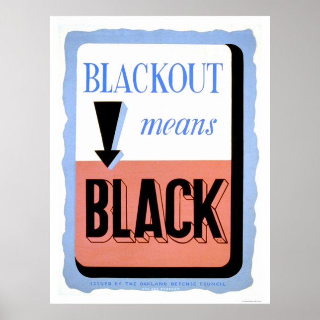 Civil Defense Blackout 1942 WPA Poster (Front)