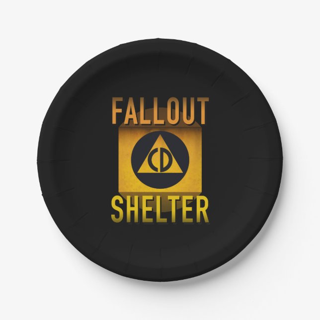Civil Defense Fallout Shelter Atomic Age Grunge : Paper Plates (Front)