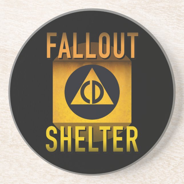 Civil Defense Fallout Shelter Atomic Age Grunge : Sandstone Coaster (Front)