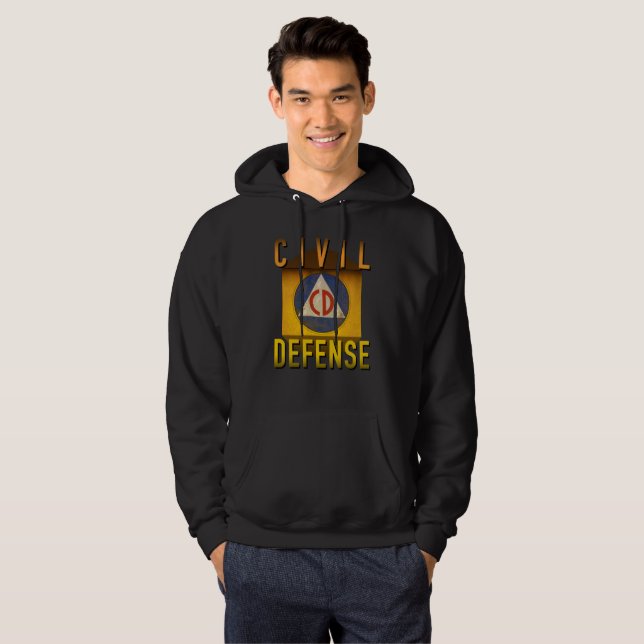 Civil Defense Symbol Retro Atomic Age Grunge : Hoodie (Front Full)