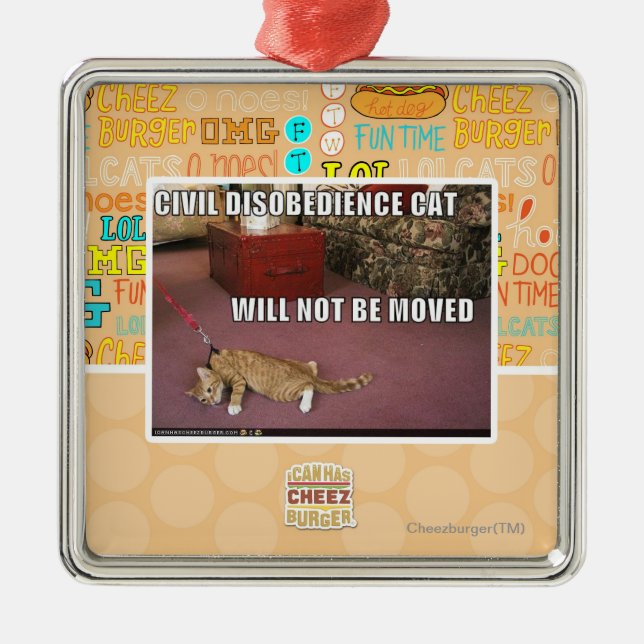 Civil Disobedience Cat Metal Ornament (Front)