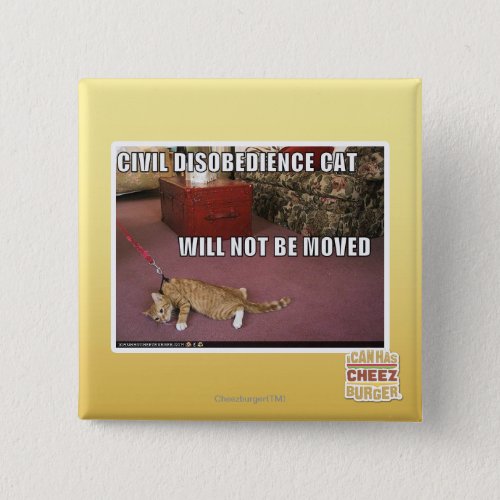 Civil Disobedience Cat Pinback Button