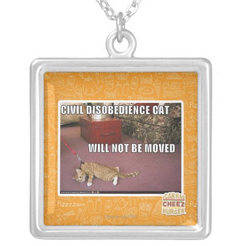 Civil Disobedience Cat Silver Plated Necklace