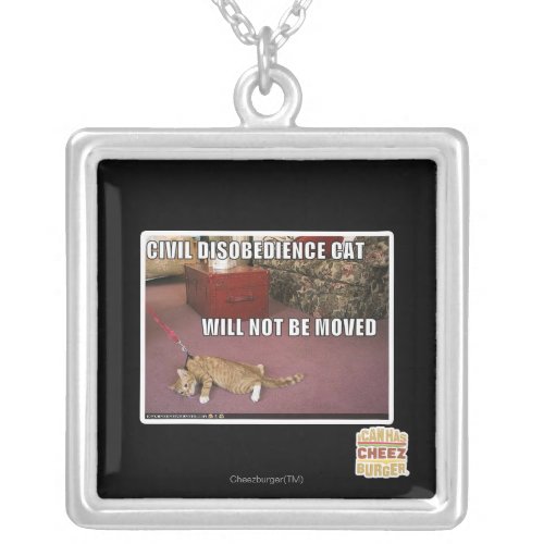 Civil Disobedience Cat Silver Plated Necklace