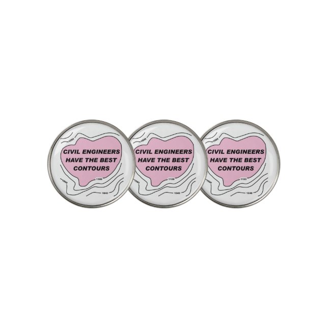 Civil Engineer Blue Contours Golf Ball Marker (3 Up)